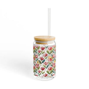 Vibrant Floral Sipper with Bamboo Lid - Dipaliz - Tumblers