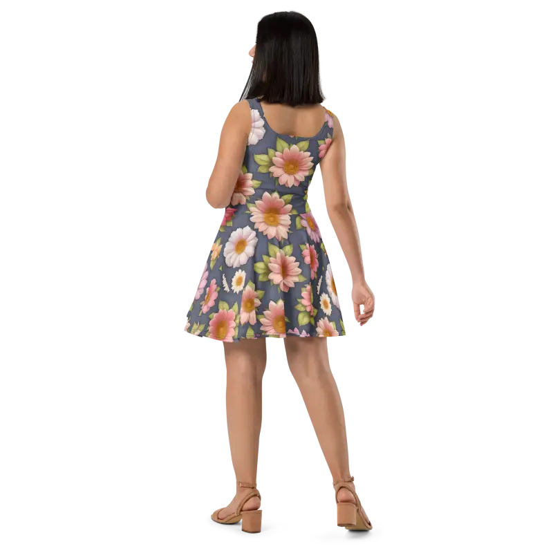 Floral Skater Dress Make a Splash with Vibrant Style! - Dresses