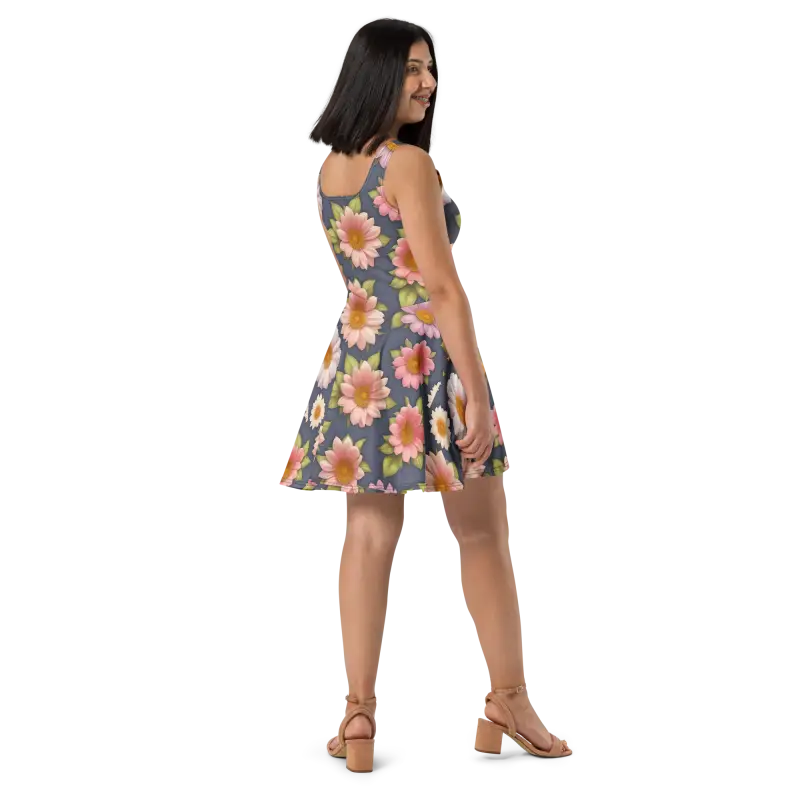 Floral Skater Dress Make a Splash with Vibrant Style! - Dresses