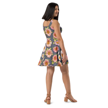 Floral Skater Dress Make a Splash with Vibrant Style! - Dresses