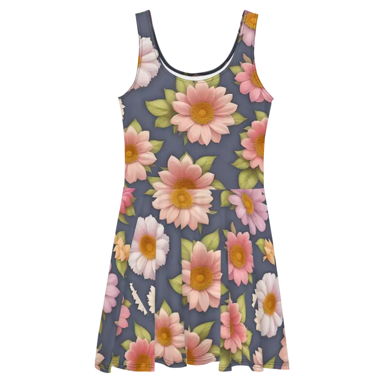 Floral Skater Dress Make a Splash with Vibrant Style! - Dresses