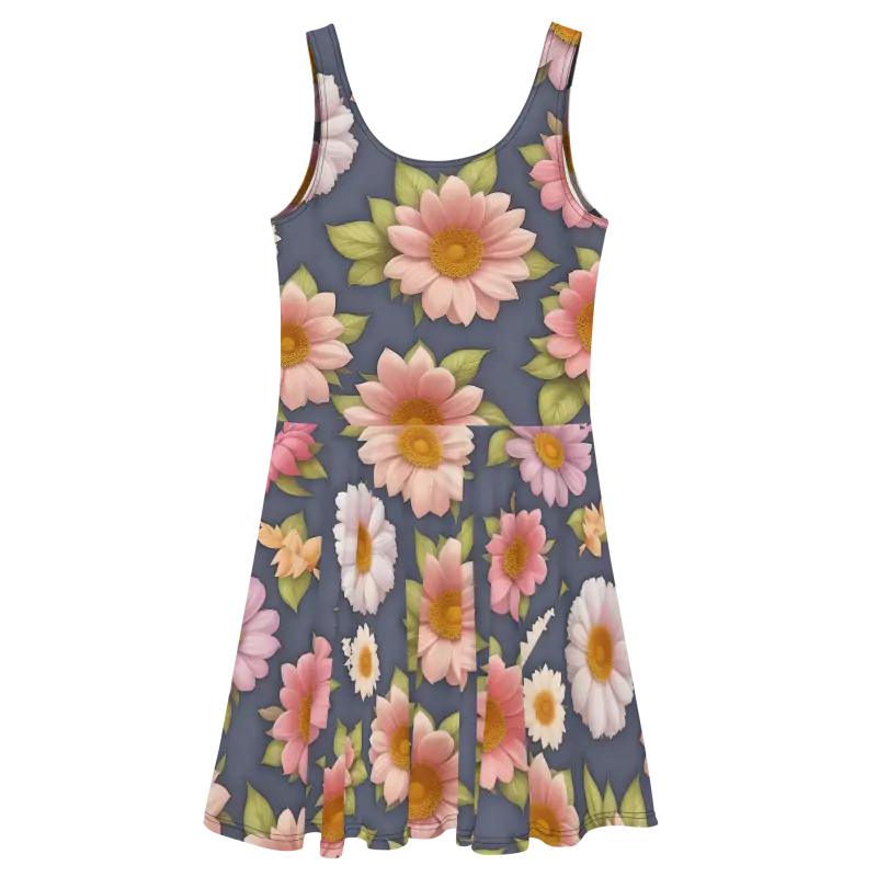 Floral Skater Dress Make a Splash with Vibrant Style! - Dresses