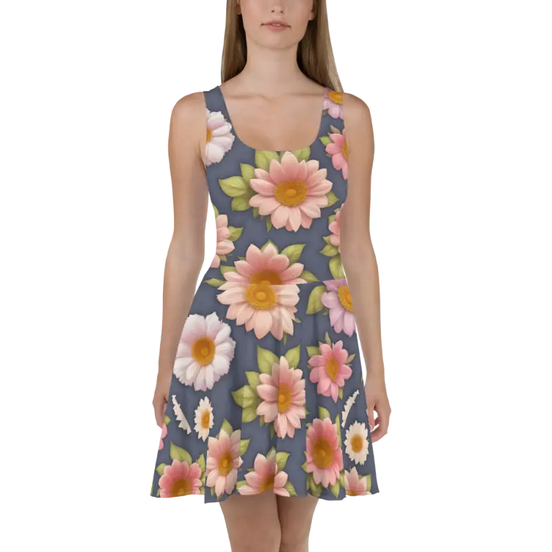 Floral Skater Dress Make a Splash with Vibrant Style! - Xs Dresses