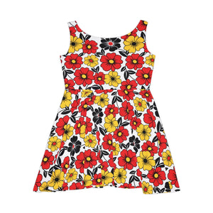 Yellow Retro Flower Skater Dress – Summer Knit - Dipaliz - Dresses - Xs