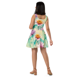 Floral Skater Dress - Flared Fit Statement Style - Dipaliz - Dresses
