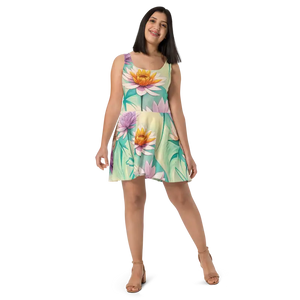 Floral Skater Dress - Flared Fit Statement Style - Dipaliz - Dresses