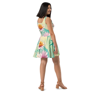Floral Skater Dress - Flared Fit Statement Style - Dipaliz - Dresses