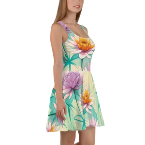 Floral Skater Dress - Flared Fit Statement Style - Dipaliz - Dresses