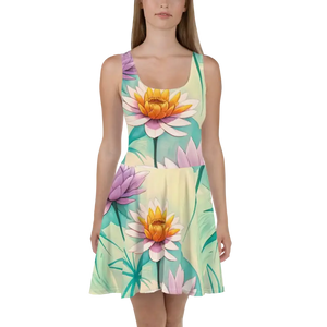 Floral Skater Dress - Flared Fit Statement Style - Dipaliz - Xs - Dresses