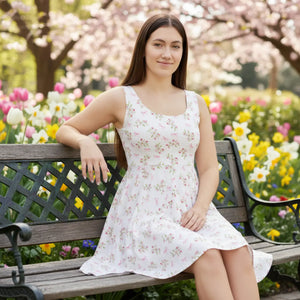 Floral Skater Dress – Organic Cotton Summer - Dipaliz - Dresses