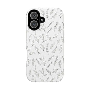 Floral Sketch Tough Phone Case Minimal Gray Leaf Style Dipaliz - Iphone 16 / Matte - Mobile Cases