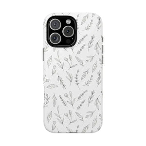 Floral Sketch Tough Phone Case Minimal Gray Leaf Style Dipaliz - Iphone 16 Pro Max / Glossy - Mobile Cases