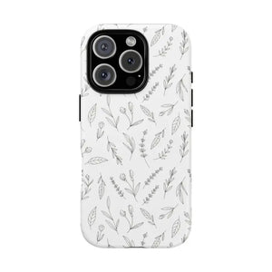 Floral Sketch Tough Phone Case Minimal Gray Leaf Style Dipaliz - Iphone 16 Pro / Matte - Mobile Cases