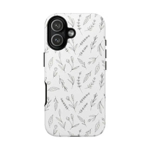 Floral Sketch Tough Phone Case Minimal Gray Leaf Style Dipaliz - Iphone 17 / Glossy - Mobile Cases