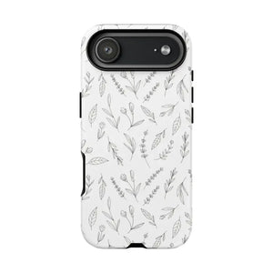 Floral Sketch Tough Phone Case Minimal Gray Leaf Style Dipaliz - Iphone 17 Air / Matte - Mobile Cases