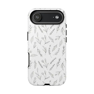 Floral Sketch Tough Phone Case Minimal Gray Leaf Style Dipaliz - Iphone 17 Air / Glossy - Mobile Cases
