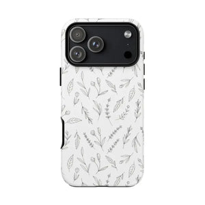 Floral Sketch Tough Phone Case Minimal Gray Leaf Style Dipaliz - Iphone 17 Pro Max / Matte - Mobile Cases