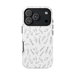 Floral Sketch Tough Phone Case Minimal Gray Leaf Style Dipaliz - Iphone 17 Pro / Matte - Mobile Cases