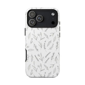 Floral Sketch Tough Phone Case Minimal Gray Leaf Style Dipaliz - Iphone 17 Pro Max / Glossy - Mobile Cases