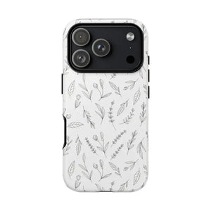 Floral Sketch Tough Phone Case Minimal Gray Leaf Style Dipaliz - Iphone 17 Pro / Glossy - Mobile Cases