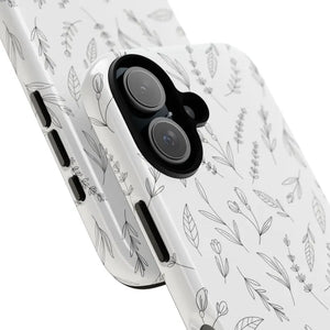 Floral Sketch Tough Phone Case Minimal Gray Leaf Style Dipaliz - Mobile Cases