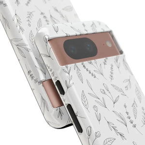 Floral Sketch Tough Phone Case Minimal Gray Leaf Style Dipaliz - Mobile Cases