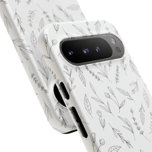 Floral Sketch Tough Phone Case Minimal Gray Leaf Style Dipaliz - Mobile Cases