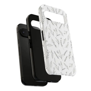 Floral Sketch Tough Phone Case Minimal Gray Leaf Style Dipaliz - Mobile Cases