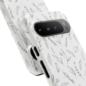 Floral Sketch Tough Phone Case Minimal Gray Leaf Style Dipaliz - Mobile Cases