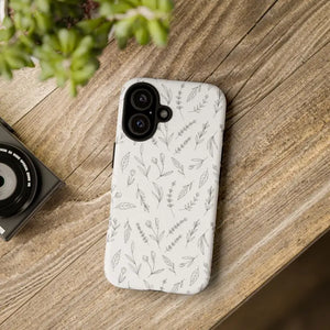 Floral Sketch Tough Phone Case Minimal Gray Leaf Style Dipaliz - Mobile Cases