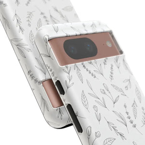 Floral Sketch Tough Phone Case Minimal Gray Leaf Style Dipaliz - Mobile Cases