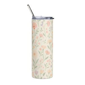 Floral Skinny Tumbler - 20oz Stainless Steel - Dipaliz - Tumblers