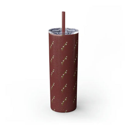 Floral Skinny Tumbler with Matching Straw Magic - Glossy / Glitter Rosewood / 20oz Mug