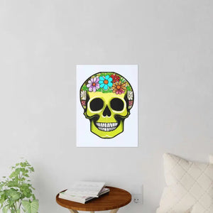 Wall Decals Skull Wih Flowers Durable Polyester Design - Dipaliz - 18’’ x 24’’ - Home Decor