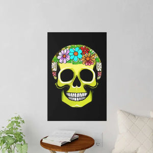 Wall Decals Skull Wih Flowers Durable Polyester Design - Dipaliz - 24’’ x 36’’ - Home Decor