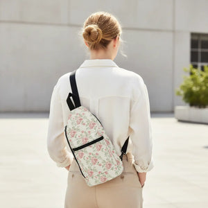 Floral Sling Bag - Vintage Rose Crossbody Pack - Cross Body Bags