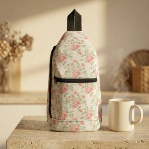 Floral Sling Bag - Vintage Rose Crossbody Pack - Cross Body Bags