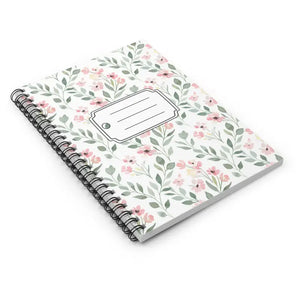 Paper Products - Floral Spiral Notebook - Pink Watercolor Flowers Ruled - Dipaliz one Size
