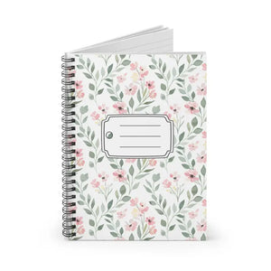 Paper Products - Floral Spiral Notebook - Pink Watercolor Flowers Ruled - Dipaliz one Size