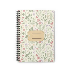 Paper Products - Floral Spiral Notebook - Vintage Ruled Journal - Dipaliz one Size