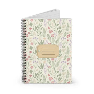 Paper Products - Floral Spiral Notebook - Vintage Ruled Journal - Dipaliz one Size