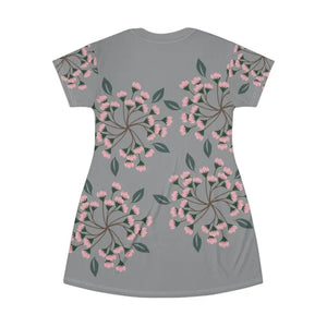 Pink Flowers T-shirt Dress - Stylish Casual Wear - Dipaliz - Dresses