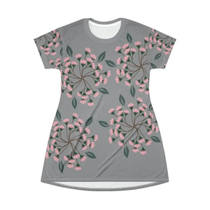 Pink Flowers T-shirt Dress - Stylish Casual Wear - Dipaliz - Xs - Dresses
