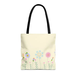 Tote Bag - Spring Blooms Laminated Interior - Dipaliz - 16’’ × / Black - Bags