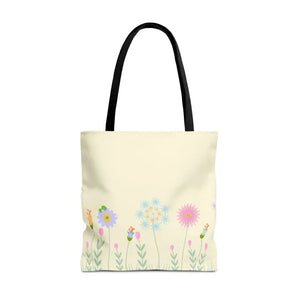 Tote Bag - Spring Blooms Laminated Interior - Dipaliz - 18’’ × / Black - Bags