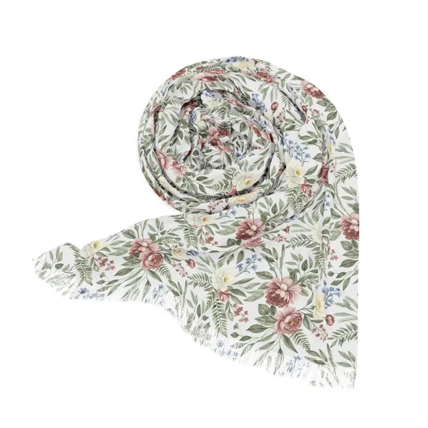 Accessories - Floral Spring Scarf - Lightweight Pastel Flower Print - Dipaliz 27’’ × 71’’