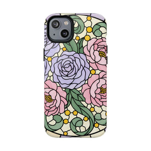 Floral Stained Glass Phone Case, Tough Magnetic Protective - Mobile Cases