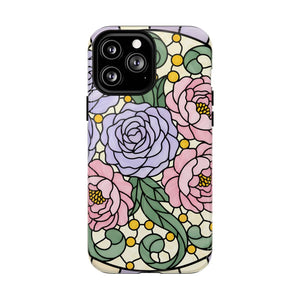 Floral Stained Glass Phone Case, Tough Magnetic Protective - Mobile Cases