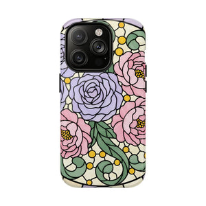 Floral Stained Glass Phone Case, Tough Magnetic Protective - Mobile Cases