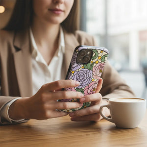 Floral Stained Glass Phone Case, Tough Magnetic Protective - Mobile Cases